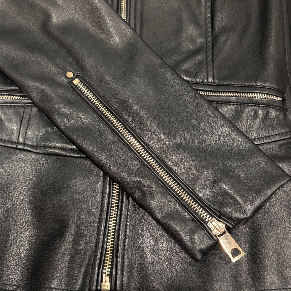 Zara Black Faux Leather Women's Moto Jacket - Picture 10 of 10